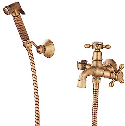 Douchette Toilette Wc Portable,Antique,Douchette Toilette Wc Portable,Douchette Wc Kit Complet Cuivre,Robinet En Cuivre Plein À Chasse D'eau Sous Pression Multifonction,Antique C