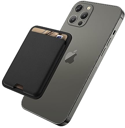 iLodn Magnetic Wallet Compatible with MagSafe for iPhone 17 16 15 14 13 12 Pro Max Air Plus Model, Mag 3 Safe Card Holder Stick on Accessories for Cell Phone & Case, Jet