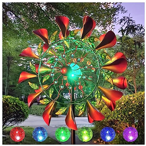 Solar Solar Windrad, 210cm Groß Windrad Metall, Edelstahl Kugellager WindmüHle FüR DraußEn, FüR Terrasse Und Garten