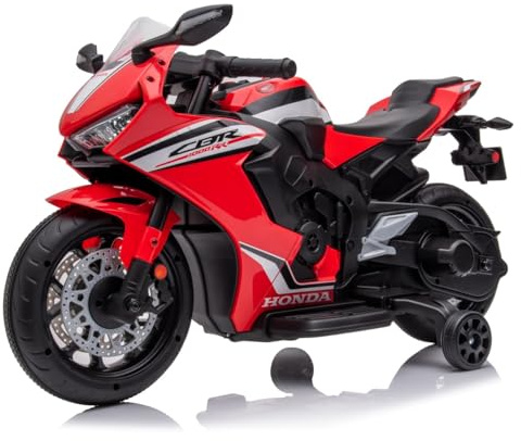 Elektrisk barnmotorcykel CBR 1000RR, barnmotorcykel 12V barnfordon elfordon med 2 avtagbara stödhjul för barn från 3 år och uppåt (Rosa)