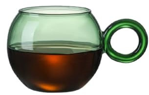 PEKJI Tazza rotonda in vetro colorato, tazza da caffè espresso con manico, colazione a casa, tazza da latte, bicchieri, tazza da tè, 230 ml/8,1 once