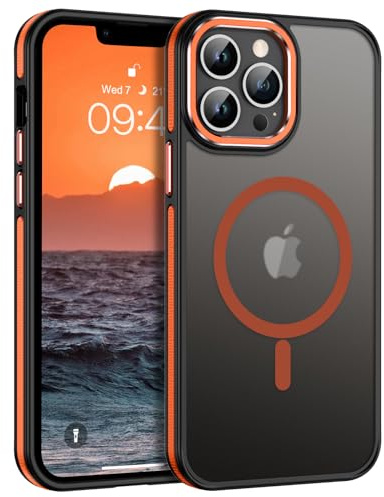 GaoBao für iPhone 13 Pro Max Hülle, Handyhülle iPhone 13 Pro Max Kompatibel mit MagSafe Kabellosem Laden, Durchscheinende Matte Magnetische Stoßfeste Schützende Hülle für iPhone 13 ProMax, Orange