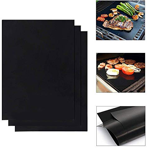 Kexpery BBQ Grillmatte 50x40cm grill zubehör Wiederverwendbare & Antihaft Grillunterlage Teflon Grillmatten Gasgril Backpapier for Gasgrill, Holzkohlegrill, PFOA-Frei,5er Set