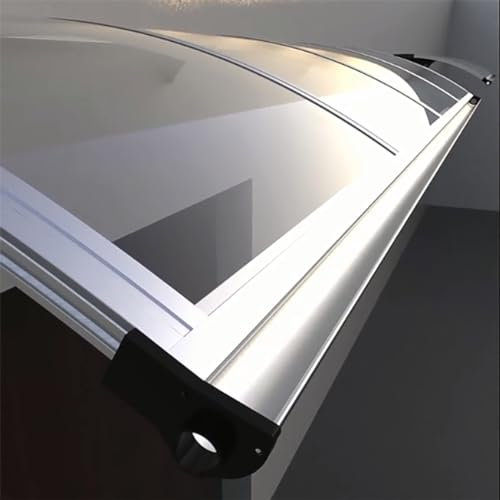 Pultvordach Vordach mit Alu-Regenrinne Transparente Haustür Überdachung,Gartenterrasse Regenschutz Markise Polycarbonat Rahmen aus Aluminium,Pultbogenvordach Schutz vor Regen (100×540cm)