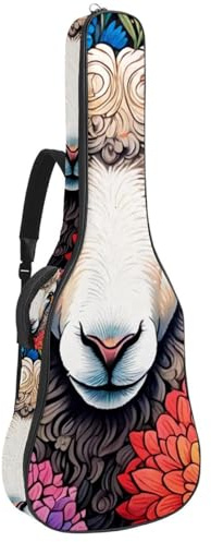 Schöne Gitarrentasche, wasserdichte Gigbag mit mehreren Taschen – 40/41/42 Zoll Akustikgitarrentasche, Vintage-Katzenmuster, Mehrfarbig Nr. 04, 42.9x16.9x4.7 in, Gitarrentasche