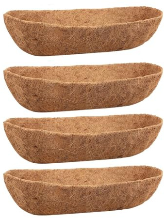 Jasaly Pack of 4 Nut Liners for 24 Inch Trough, Natural Walnut Liners for Wall Planter, Railing Planter Bridge Window Basket