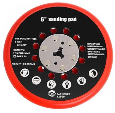 Wjelet Piatto abrasivo 150 mm con gancio e loop compatibile con Bosch GET 75-150, GEX 34-150, GEX 40-150, piastra di supporto per levigatrice orbitale, 72 fori di ricambio, alta qualità per levigatura