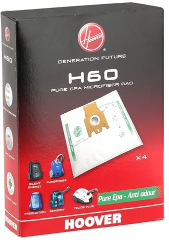 Masterpart Vacuum Dust Bags Hepa Anti Oudour To Fit Hoover Purepower Vacuum Cleaners H60 Pack Of 4 35600392