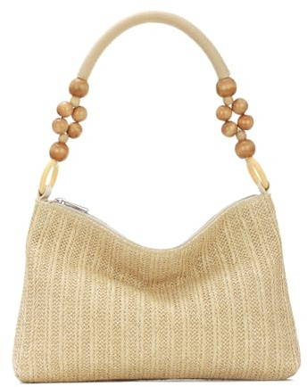 EVEOUT Damen Stroh Umhängetasche Sommer Boho Chic Unterarmtasche Tragetasche Gewebte Raffia Schultertasche Strandtasche