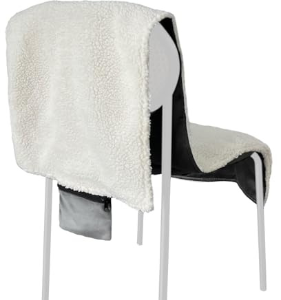 USB Heated Seat Cushion for Office Chair, 3 Heat Settings | Soft Sherpa Fleece, Lightweight Portable Heating Pad, Power Bank Pocket, Home Office Camping, Back and Seat Warmth