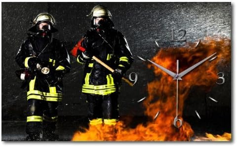 Kreative Feder Abstrakt - Designer-Wanduhr aus gebürstetem Aluminium Größe 50x30cm mit leisem Uhrwerk wahlweise Funk oder Quarz (Feuerwehr, leises Quarzuhrwerk)