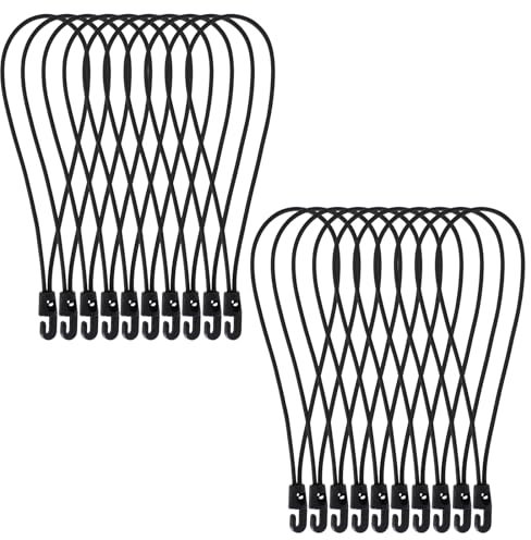 Spanngummi mit Haken - 20 Stück Expander Set, 30 cm Elastische Gummispanner für Camping, Planen & Sonnensegel, Planen, Zelte, Sonnensegel, Camping, Anhänger, Gepäck, ideal für Outdoor (Schwarz)