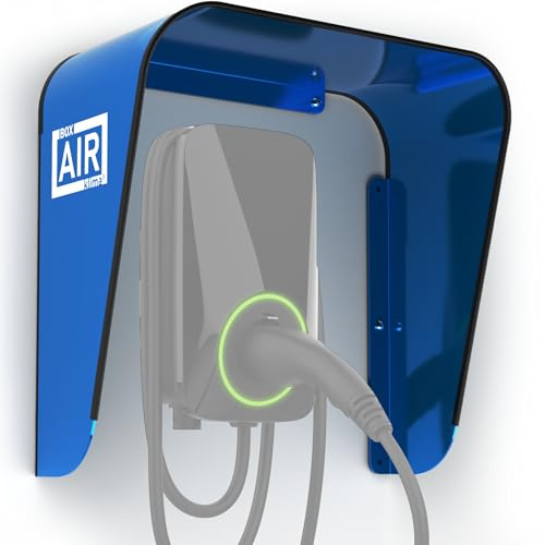Box Air Klima Cubierta para Wallbox | Protección contra la intemperie para estación de carga para coches eléctricos de aluminio compuesto | Techo impermeable, protección solar y rayos UV (azul, S)