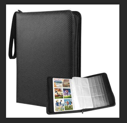 Album per carte di credito, impermeabile, materiale PU, 50 pagine, design double face, per 900 pagine, con chiusura lampo, per ragazzi e ragazze, cartoline sportive