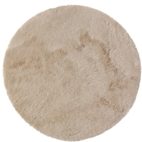 Kunstfell Deko Tischläufer Fellteppich Rund Beige Ø38cm - Weiches Wohnaccessoire Öko-Tex zertifiziert