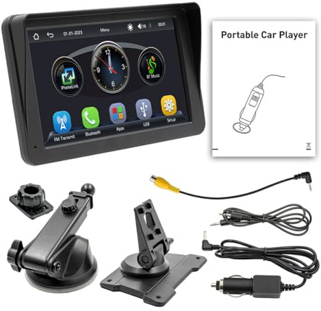 Tomedeks GPS Auto,GPS Navigatore Satellitare,Navigatore per Camion,7 Pollici Touchsceen,con Avviso Guida vocale,Chiamata Bluetooth,Uscita Wireless FM,Multilingue,per Auto Camion