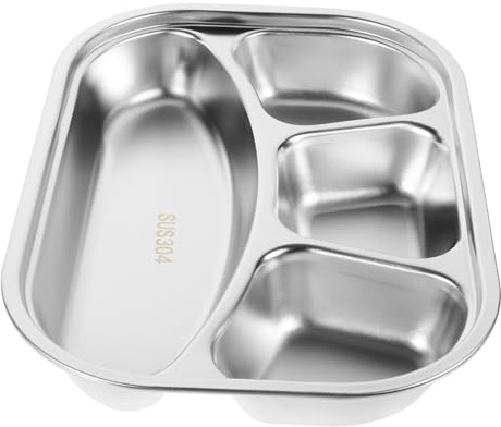 Gatuida Fiambrera Dividida Para Comedor Cuatro Compartimentos Grande Acero Inoxidable Robusto Multiusos Caja De Almuerzo Para Estudiantes Almacenamiento De Alimentos