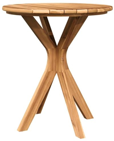 Makastle Bistrotisch, Outdoor Runden Beistelltisch für Terrasse, Balkon, Hinterhof, Patio, Gute Witterungsbeständigkeit, 70x70x75 cm Braun Teak-Massivholz