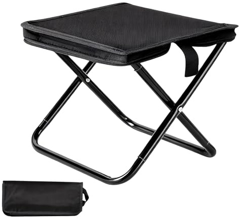 Shwdsy Taburete Plegable Portátil, Diseño Bolso Silla, Silla Camping Plegable Ligera en Color Negro para Pesca, Playa, Jardín y Viaje