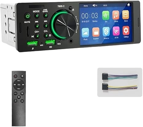Autoradio 4.1 1din Lettore multimediale Mp5 Touch Screen Bluetooth Stereo Ricevitore FM Vivavoce USB TF 7 colori di illuminazione