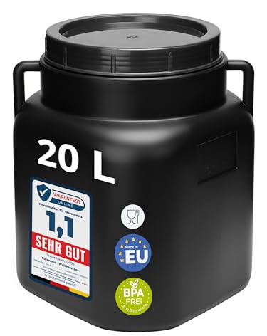 Garronda Barril Cuadrado BPA-Libre 20 L Negro GD-0088 | Para Piensos, Agua, Salmuera, Fermentación y Recogida de Agua de Lluvia