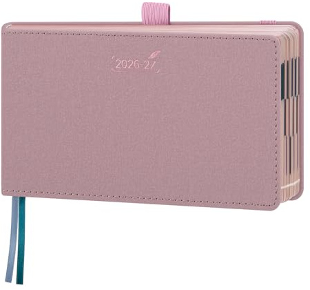 BEZEND Agenda 2026 2027 Settimanale Tascabile, 18 Mesi da Lug.26 a Dic.27, Diario Scuola Piccola 9,4 x 16,7 cm, Formato Orizzontale, Bordo in Oro Rosa, Copertina Rigida in Pelle PU, Rosa