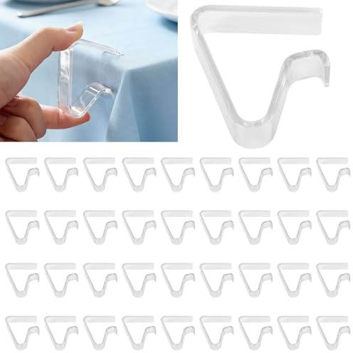 Tecbeauty Clear Tablecloth Clips, 36Pcs Plastic Table Cover Holder Clamps, Large Table Cloth Clips for Outdoor Party Camping Picnic Christmas Wedding, Transparent PS Plastic Material