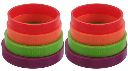 NUOBESTY 8 Pezzi Anelli in Silicone Spessore per Mattarello, Guide da 2/3/6/10mm per Impasto, Stabili per Pizza, Dolci e Pasta