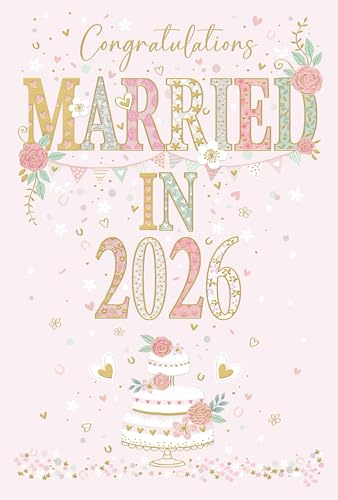 Cherry Orchard | Luxury Wedding Day Card - Married In 2026 | Wedding Congratulations Card | Elegant Embossed & Gold Foil Finish | Sentimental Verse Printed Inside on Premium Insert