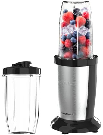 Taurus Shake & Go Mix – Batidora personal de 1000W con cuchillas de acero inoxidable | Vaso portátil de 500 ml con tapa | Tritura hielo y frutas | Apta para batidos, smoothies y recetas rápidas