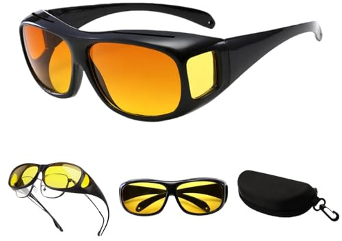 MEIION Hoffmarkt GloVision Nachtsichtbrille，Polarisierte Nachtbrille Überbrille blendfrei Herren/Damen polarisiert Autofahren/Angeln/Golf