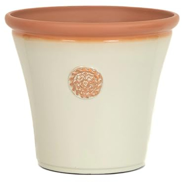 Muddy Hands Royale Crest Planter Plant Pot – Large Outdoor Garden Pot – Lightweight Recycled Plastic – Frost Proof & UV Resistant – Ceramic Look Patio Pot (Off White, 74 litre)