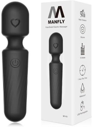 MANFLY Handheld Electric Massager, Portable Travel Massage Tool Mini Body Massager (Black)
