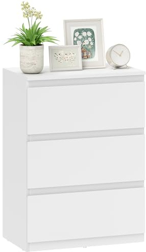 HOMCOM Commode à 3 tiroirs 55x34x75 cm Blanc