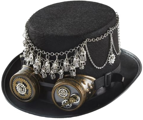 Steampunk Cylinderhatt Justerbar Retro Huvudbonad med Rem | Halloween Kostym Steampunk Cylinderhatt Passar För Män, Kvinnor, Mamma, Flickvän, Karneval, Maskerad, Scen Och Sammankomst