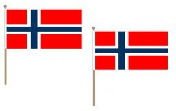 Norvegia tessuto mano ondeggiante bandiera nazionale (confezione da 12)