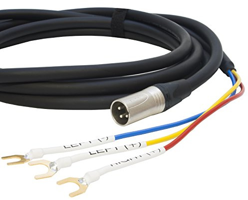 REL/MJ Acoustics 3 Wire Sub Speaker Cable. Neutrik Male XLR to Spade end. Subwoofer (25m)