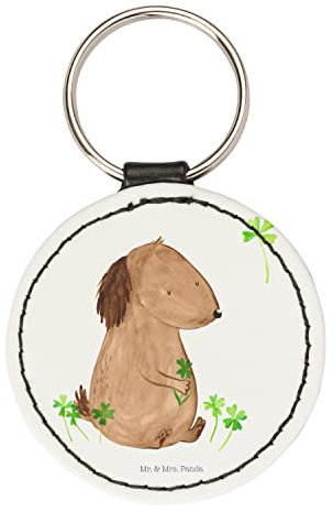 Mr. & Mrs. Panda Schlüsselanhänger Hund Kleeblatt - Geschenk, Taschenanhänger, Schlüsselaccessoire, Viel Glück, Motivation, schlüsselbund anhänger, Niedlich, mini, Sprüche