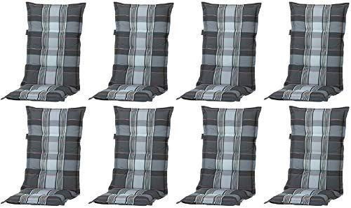 Madison Luxus Hochlehner A 055, Anthrazit Grau Kariert, 8er-Set | 120 x 50 x 8 cm, Schaum-/Vliesfüllung, 50% Baumwolle 50% Polyester