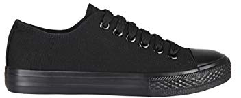 KRISP Zapatillas Mujer Tipo Estilo Imitación Casuales Lona Cordones Baja Alta Puntera Goma, (Negro (3690), 36 EU (3 UK)), 3690-BLK-3