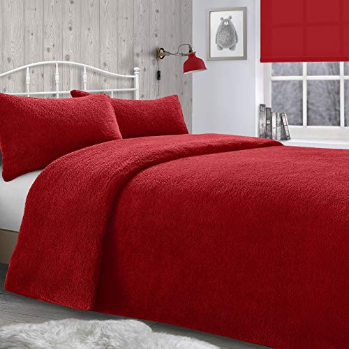 Fleece Set di biancheria da letto con federa coordinata, per letto matrimoniale, 200 cm x 200 cm