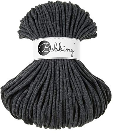 Bobbiny Premium Cords 5 mm - Rope-Garn 100 m 100% Baumwolle (Charcoal)
