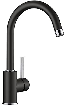 BLANCO Mida | Kitchen Mixer tap in silgranit Black | High-Pressure | Non-Return Valve | Ceramic Cartridge | Assured Water Quality & Water-Saving | [10.6x18.5x32.7 cm]