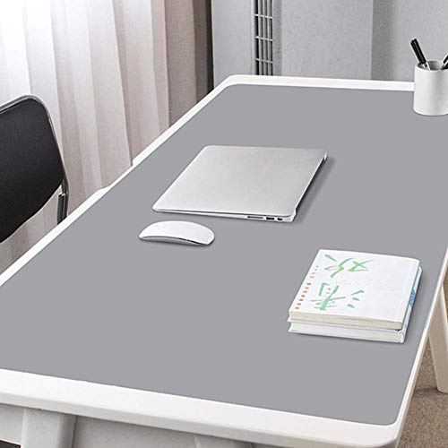 Multifunktionale Schreibtischunterlage, erweitertes PU-Leder, Gaming-Mauspad, ultradünn, rutschfest, glatte Schreibunterlage, wasserdicht, Schreibunterlage, schwarz, 120x60cm grau