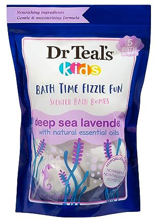 Dr Teal's Dr Teal's Ultra Moisturizing Bath Bombs Five (5) Kids Bath Time Fizzie Fun Scented Bath Bombs Deep Sea Lavender with Natural Essential Oils (Unisex) 50ml