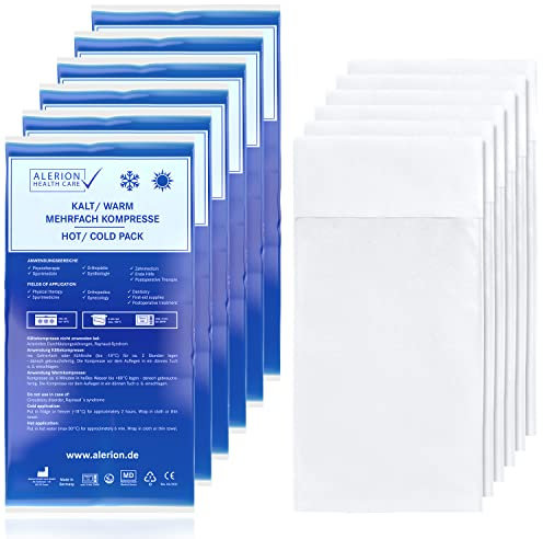 Alerion 6x Kalt Warm Kompresse 21x38 cm Set Angebot mit Vlieshülle Mehrfach Kompresse Wiederverwendbar Mikrowellen geeignet + 6 Vlieshüllen Coolpad Kühlpads