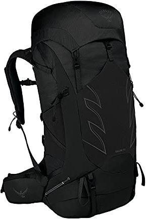 Osprey Talon 55 Schwarz - Vielseitiger Leichter Herren Wanderrucksack, 53-55l, Größe S-M - Farbe Stealth Black