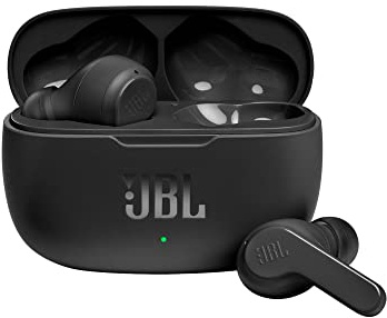 JBL Vibe 200TWS Wireless Bluetooth Headphones, 8mm, 20-hour playback, voice assistant, black
