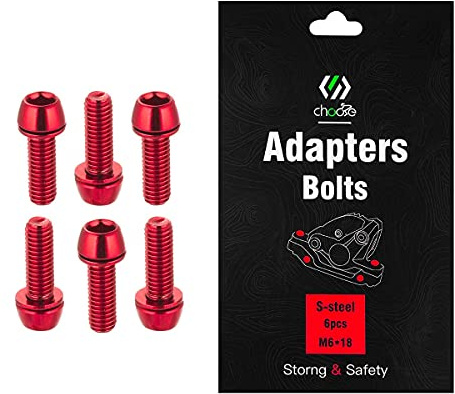 Chooee Bicycle Disc Brake Caliper Bolts, M6 X 18mm Caliper Bolt Screws for Mountain Bike/MTB Red