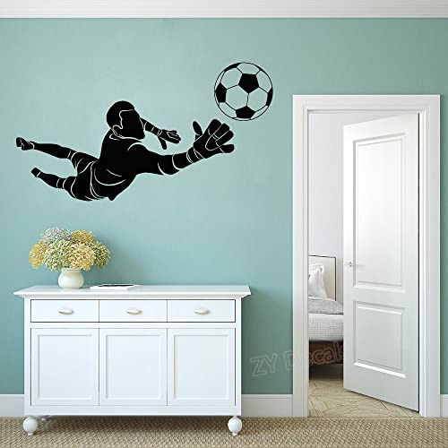 QIANGTOU Sport Wandaufkleber Abnehmbare Fußball Torwart Spieler Wandtattoo Kinder Jungen Zimmer Dekor Vinyl Sport Kunst Wandbild Wandaufkleber 77x42cm